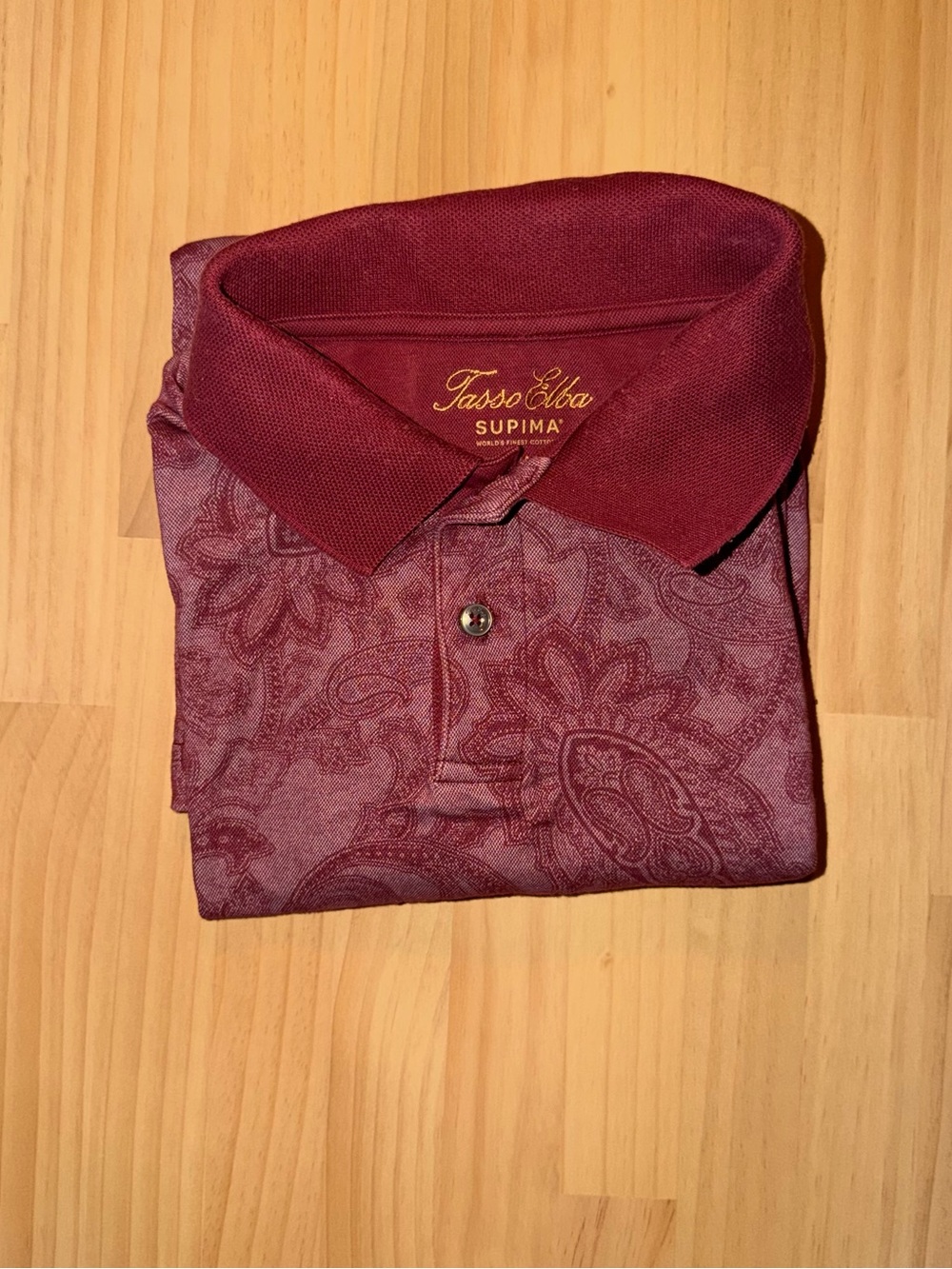 Tasso Elba Burgundy Paisley Supima Polo